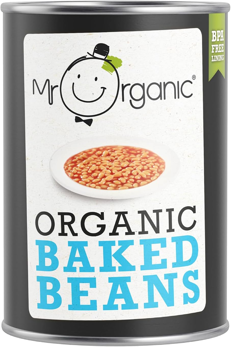 Mr Organic - Baked Beans - Certified Organic and Vegan - Baked Beans in a BPA-Free Tin - Pack of 1