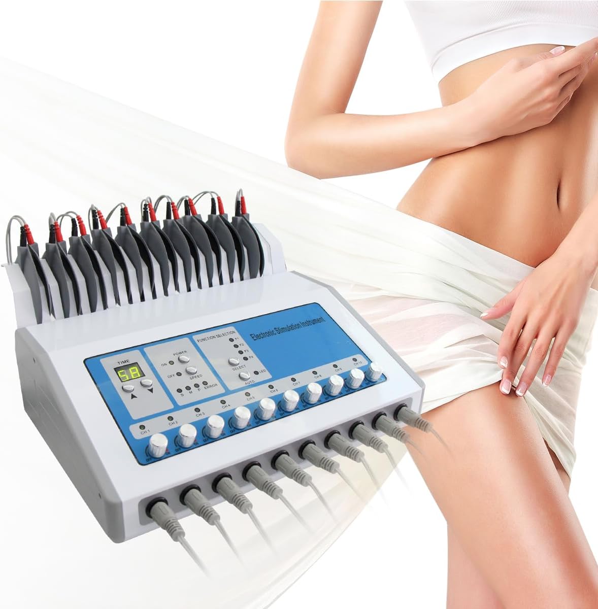 Body Massage Beauty Machine, FAZJEUNE Multifunction Patch Instrument Shaping Beauty Machine Electric Stimulator Muscle Irritation Skin Tightening Promote Decomposition 10 Pairs Electrode Patches