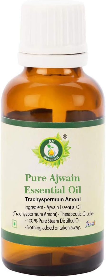 Ajwain Essential Oil | Trachyspermum Amoni | Ajwain Oil | Ajowan Oil | Ajowan Essential Oil | 100% Pure Natural | Steam Distilled | Therapeutic Grade | 15ml | 0.507oz by R V Essential