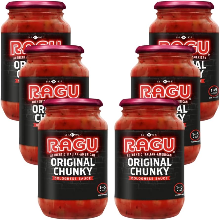 Italian Sauces Bundle with Ragu Original Chunky Bolognese Sauce 500g - 6 Pack | Chunky Tomato Sauce for Bolognese, Suitable For Vegetarians.