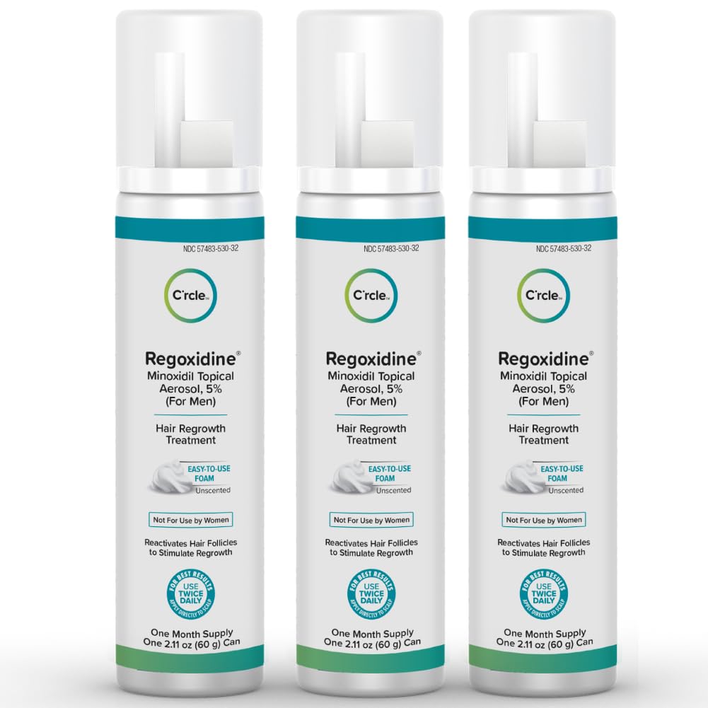 Regoxidine Men's 5% Minoxidil Foam & Topical - Helps Restore Vertex Hair Loss & Thinning Hair - Extra Strength Supports Hair Regrowth in Unscented Topical Aerosol Treatment (Foam, 3 Month's Supply)…