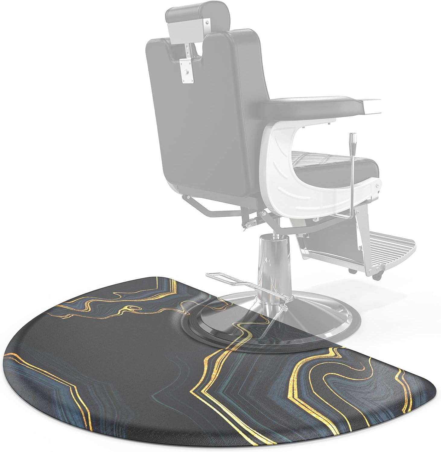 OmySalon 3ft. x5ft. Salon Anti Fatigue Mat for Hair Stylist, 5/8" Thick Barber Floor Mat with Round Cutout Under Styling Chair, Anti-Slip Design