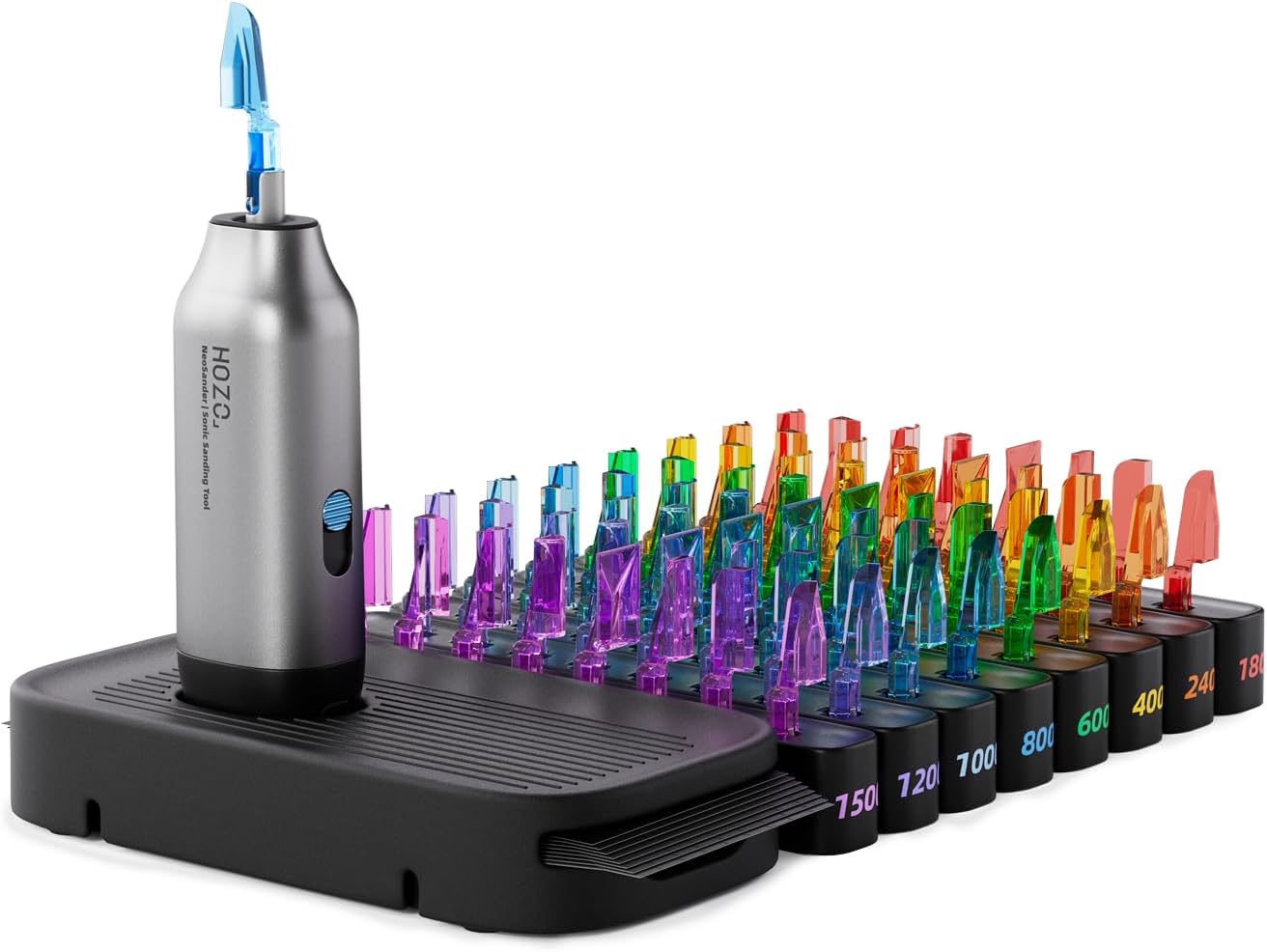 HOZO NeoSander Premium Combo – Mini Reciprocating Detail Sander Kit with 64 Color-Coded Sanding Heads, Charging Dock & Basic Sandpaper Set, Gift Idea for 3D Printing, Model Makers & DIY Enthusiasts