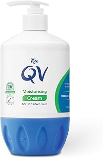 QV Cream with 10% Glycerin (500g) Rich Protective Moisturiser for Sensitive Dry Skin Fragrance Free Noncomedogenic Body Cream Hydrating Skin Care for Eczema Psoriasis Dermatitis Pump Dispenser Bottle