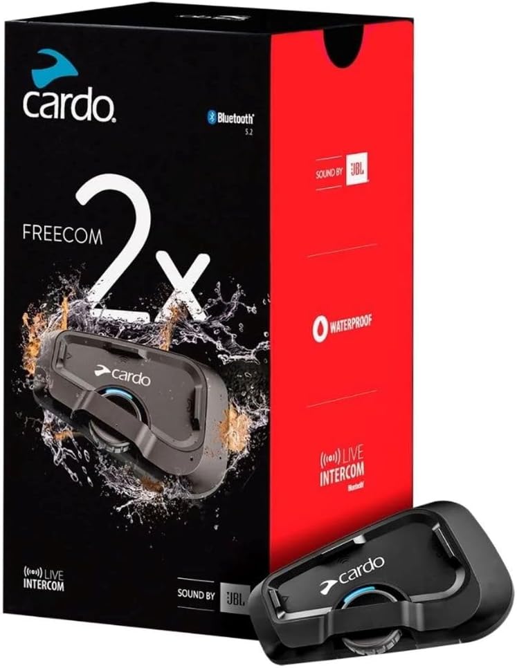 Cardo FRC2X003 Freecom 2X Motorcycle 2-Way Bluetooth Communication System Headset - Single Pack, Black