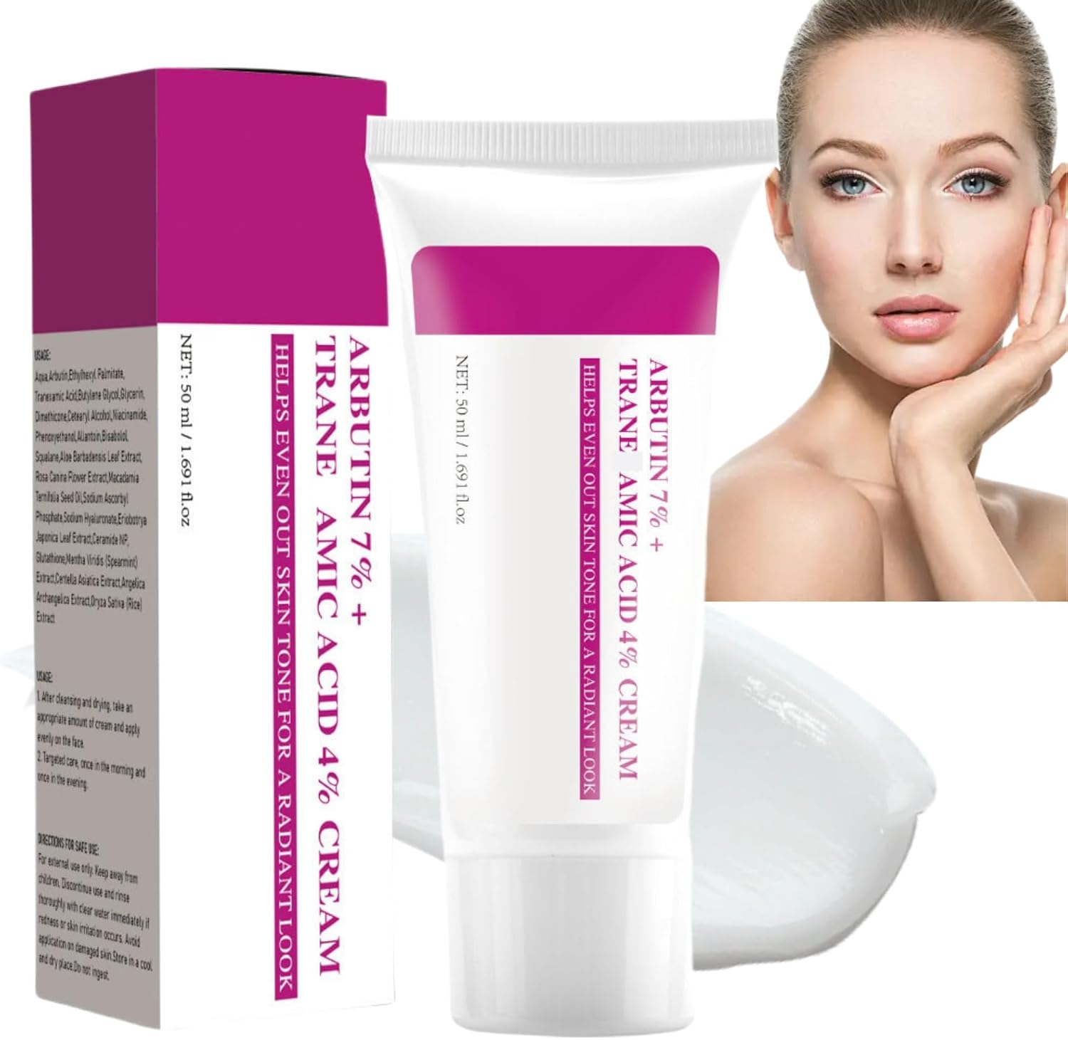 Arbutin 7% + Trane/xamic A/cid 4% Cream,Dark Spot Corrector Face Cream,Face Serum for Women,Moisturizing Face Cream,Skin Brightening Korean Moisturiser,Anti Aging Hydrating Cream,Anti Aging Serum