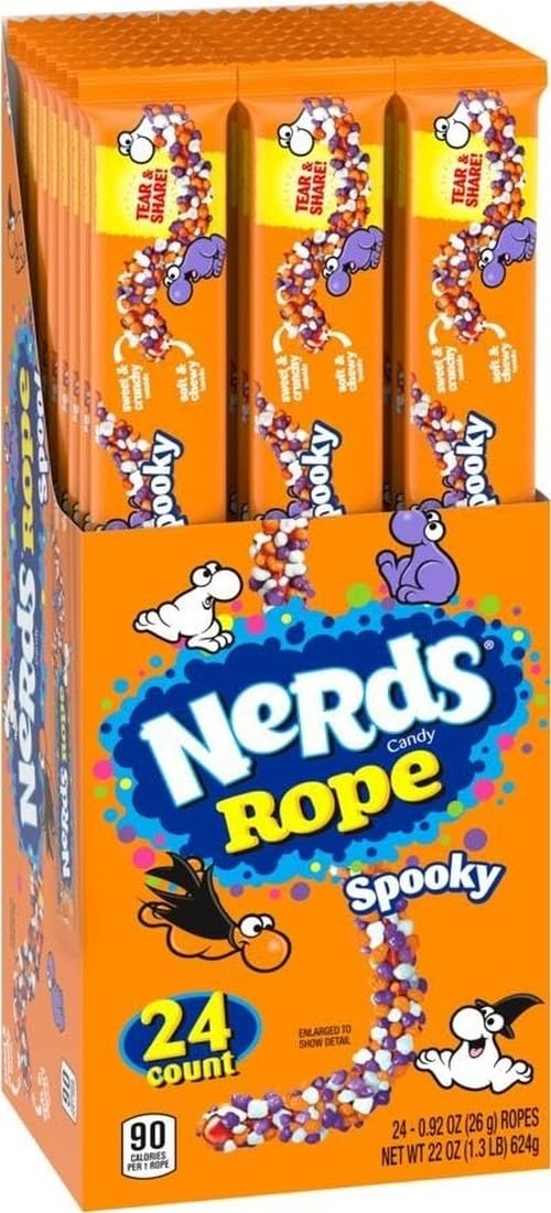 Nerds Spooky Ropes Candy, Halloween Trick or Treat Packs, 0.92oz (Pack of 24)