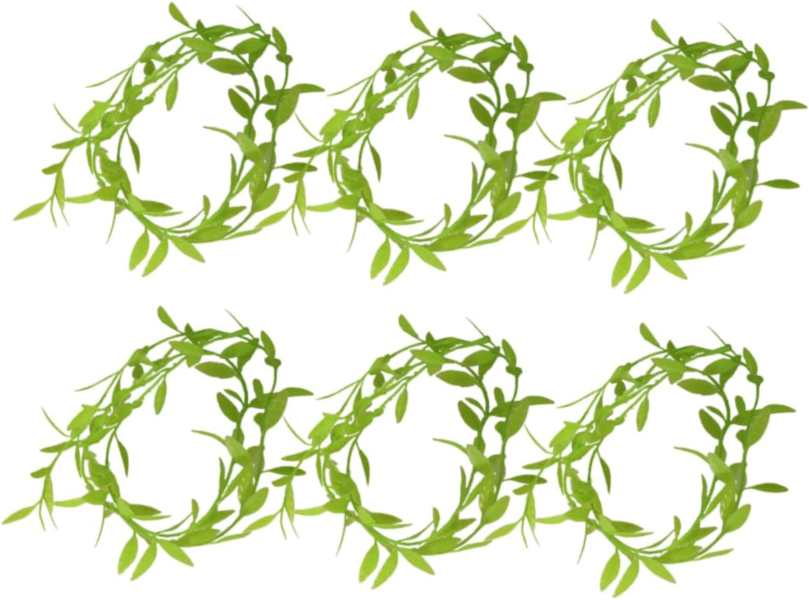 IMIKEYA 6pcs Mini Flower Vine Ornaments Long Sharp Leaf Artificial Greenery for Dollhouse Garden Decoration Simulation Leaf Vine Wreath