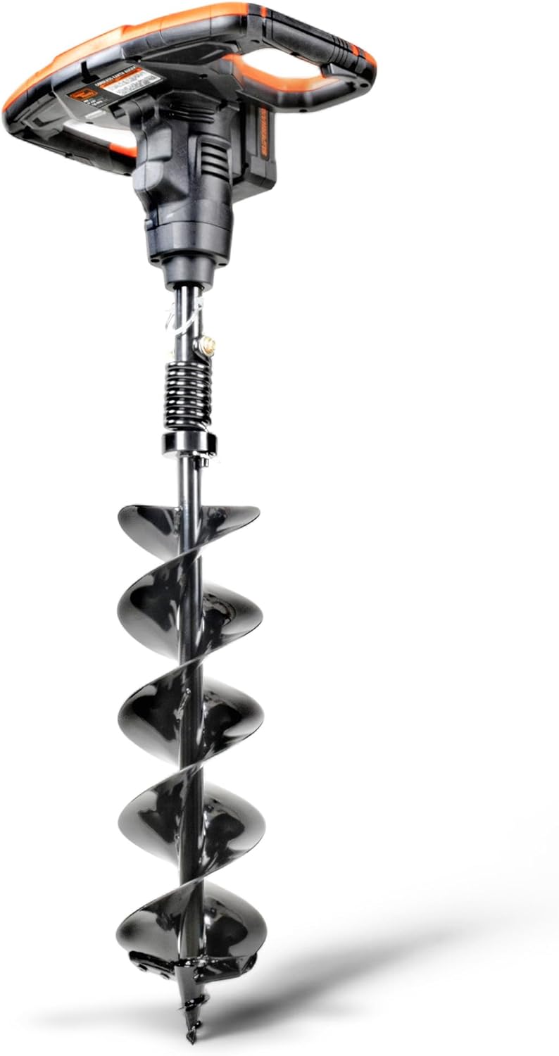 SuperHandy Earth Auger Power Head w/Steel 6"x30" Bit Ultra Duty Eco-Friendly Electric Cordless Lithium-Ion Battery & Charger for Earth Burrowing/Drilling & Post Hole Digging (Earth Auger 6" Set)