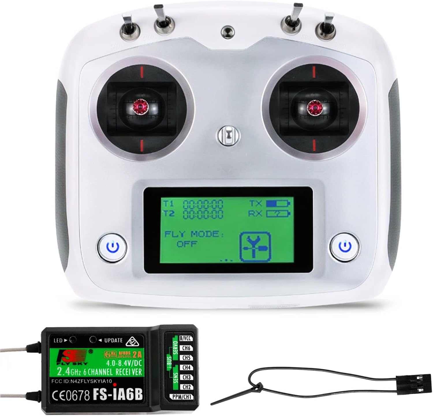 HTLNUZD Flysky FS-i6S Transmitter 2.4G AFHDS 2A RC Touchscreen 10CH Radio Controller with FS-iA6B 6CH Receiver, for RC Quadcopter Multirotor Drone (FS i6x)