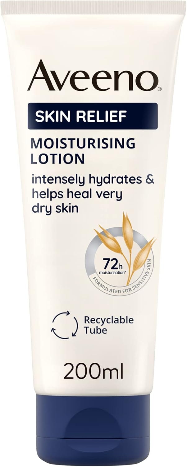 Aveeno Skin Relief Moisturising Lotion (1x 200ml), Moisturiser With Soothing Triple Oat Complex & Shea Butter, 72-Hour Intense Hydration, Helps Relieve Very Dry, Tight and Sensitive Skin