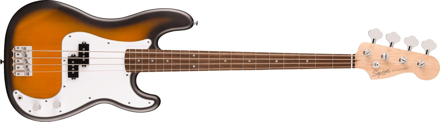 Fender Squier Debut Series Precision Bass Guitar, Beginner Guitar, with 2-Year Warranty, Includes Free Lessons, 2-Color Sunburst with Matte Finish