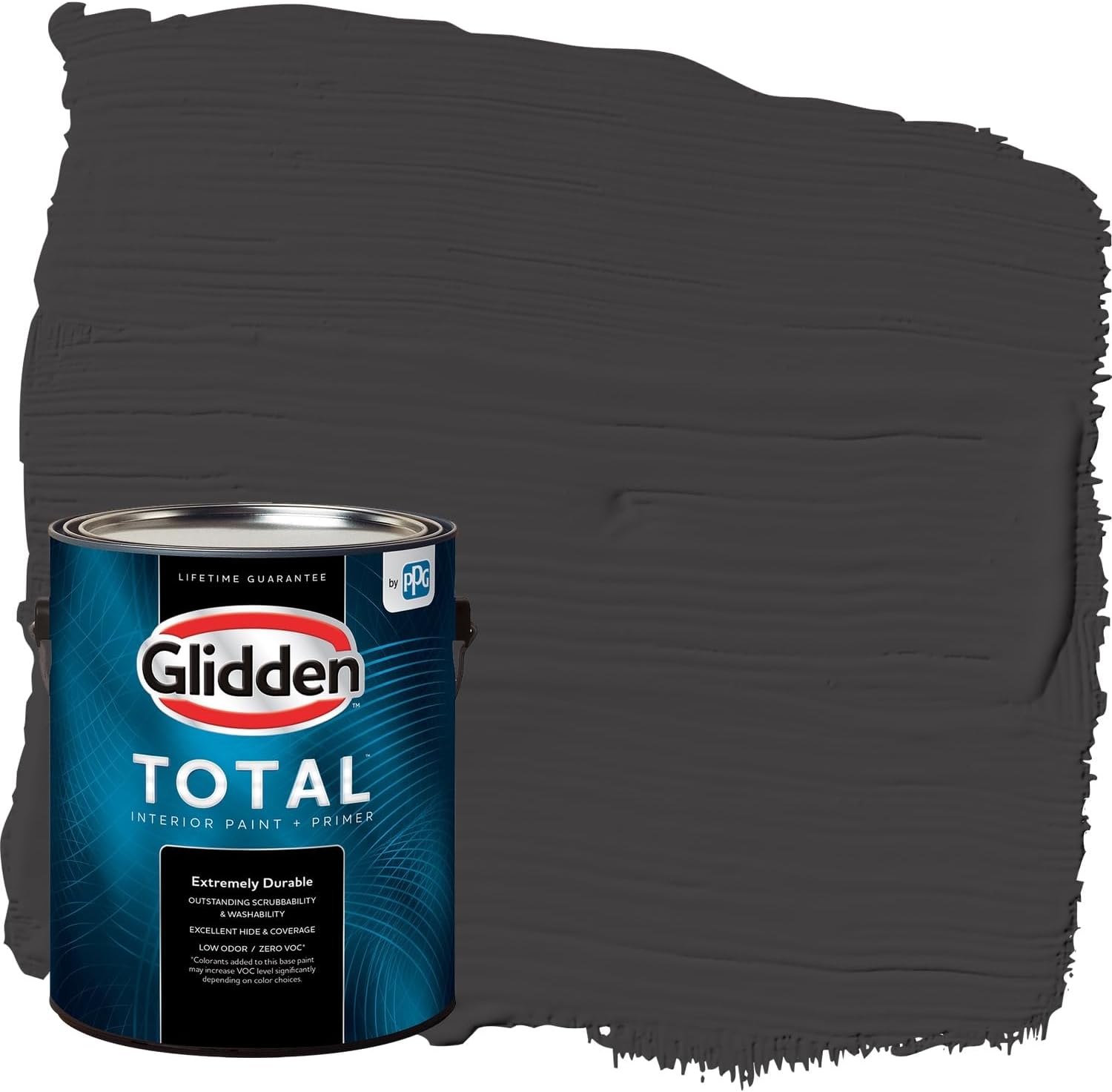 Glidden Total Interior Wall Paint & Primer All-in-One, Black Magic/Black, Eggshell, 1 Gallon