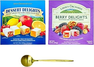 Liberty Orchards Dessert Delights & Berry Delights - Turkish Delights Lokum Candy 20oz | Natural, Vegan, Gluten-Free | Pack of 2 with Golden Spoon by SnackWave