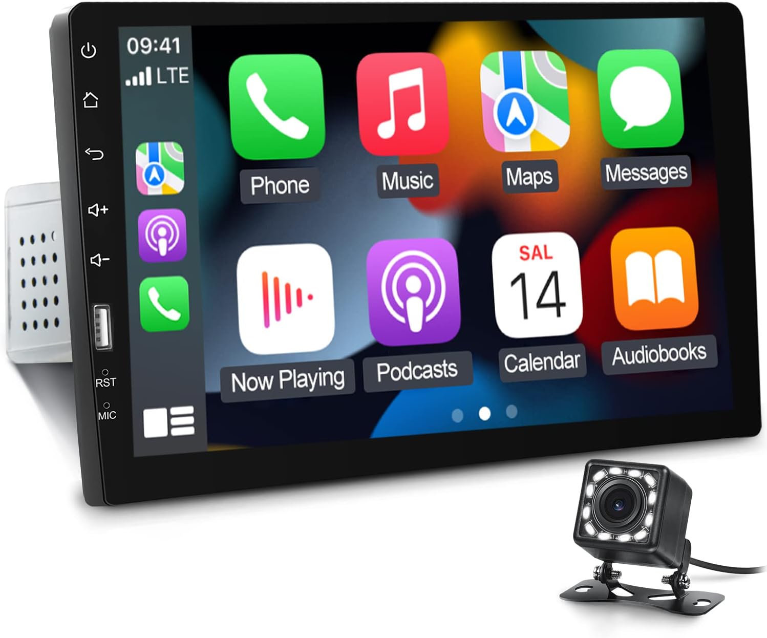 9inch Single Din Touchscreen Car Stereo Compatible with Apple Carplay and Android Auto, Bluetooth Car Radio with Backup Camera
