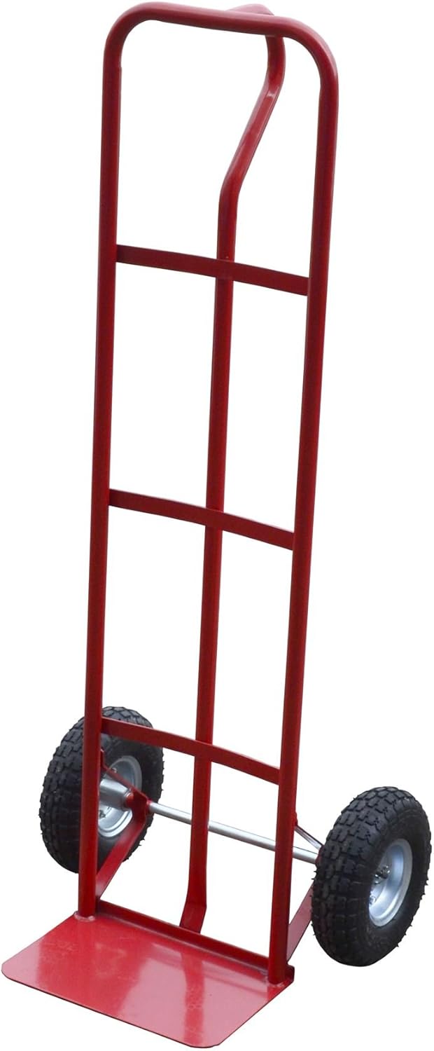 AB Tools Sack Truck 600lb With Pneumatic Wheels Red Steel Hand Trolley Stacker Truck