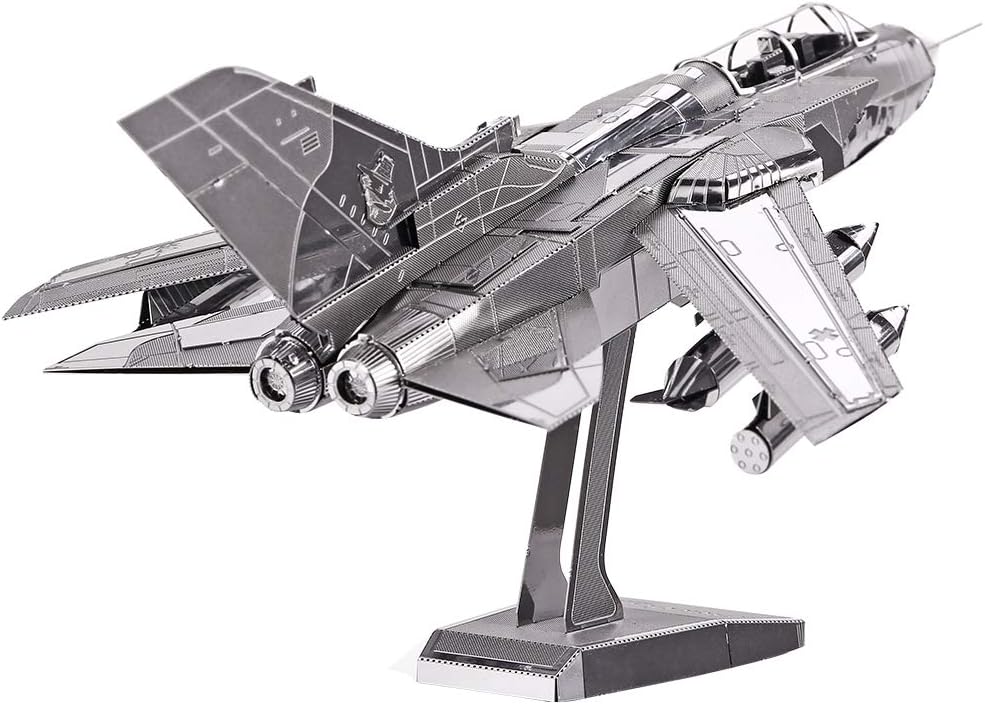 Piececool 3D Metal Puzzle for Adults, Tornado Fighter Jet Military Airplane Models Kits to Build for Teens Men Hobbies Toys DIY Brain Teaser Puzzles, Great Birthday Gifts, 83 Pcs