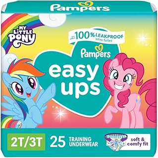 Pampers Easy Ups Girls & Boys Potty Training Pants - Size 2T-3T, 25 Count, My Little Pony Training Underwear (Packaging May Vary)