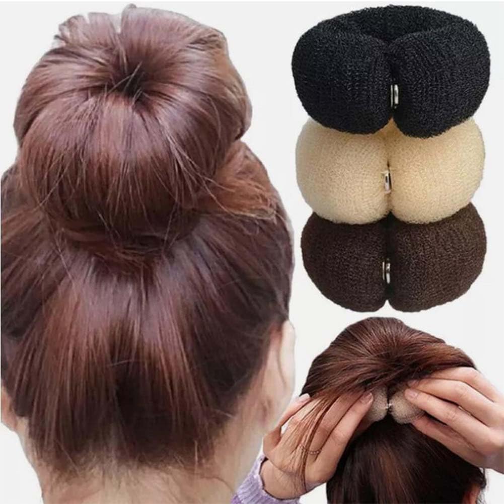 3PCS 20cm Donut Hair Bun Maker - Ring Style DIY Hair Foam Ring Shaper - Snap Roll Bun Tool Magic Hair Styling Tool for Women (3 Colors) ﻿