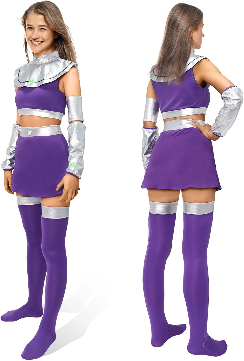 Pigmiss Starfire Costume Halloween Cosplay Princess Outfit Koriandr Sexy Dress Costume Set for Women Purple