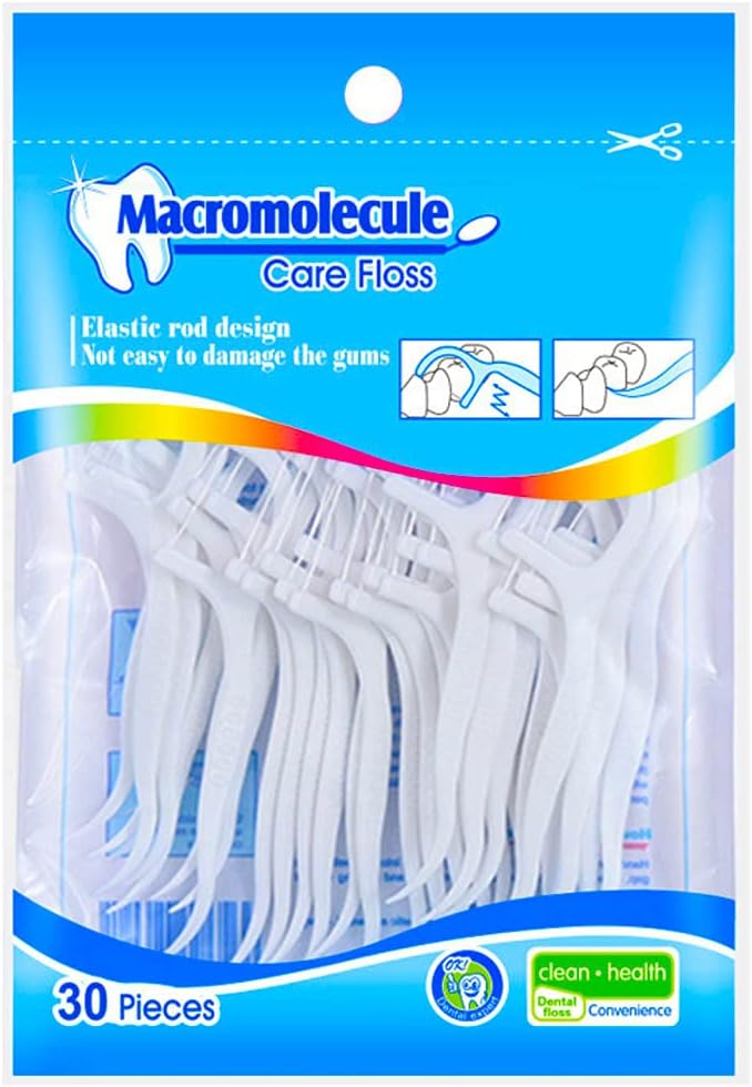 HouChanges Floss Sticks Dental Floss Picks Complete Clean,2 in 1 Dental Toothpick Polyethylene Resistant Dental, Cardamom（30Pcs）