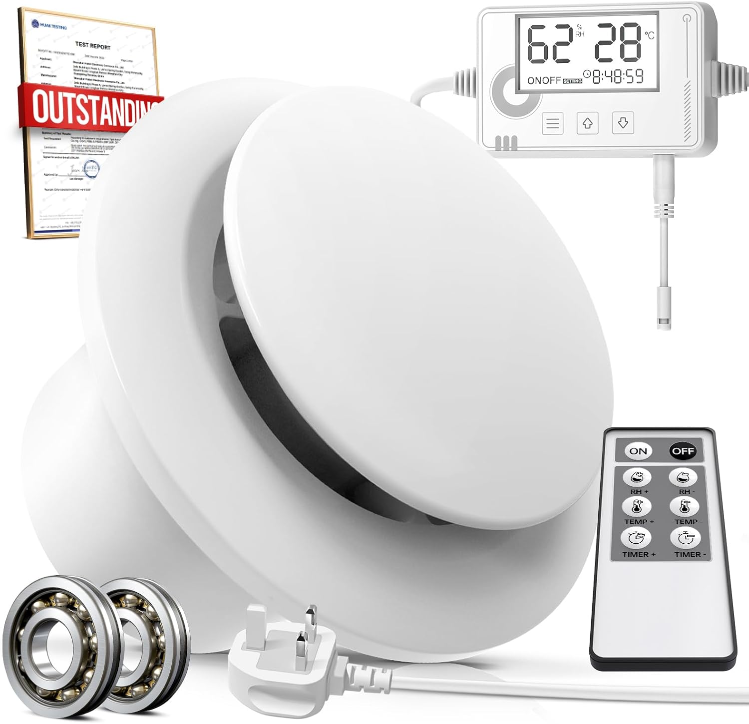 SBONNI 4 Inch Bathroom Extractor Fan with Humidistat, Thermostat, Timer, Remote Control – Powerful, Silent Ventilation Fan with Real Time Humidity & Temp Display for Ceiling Wall (With Plug)