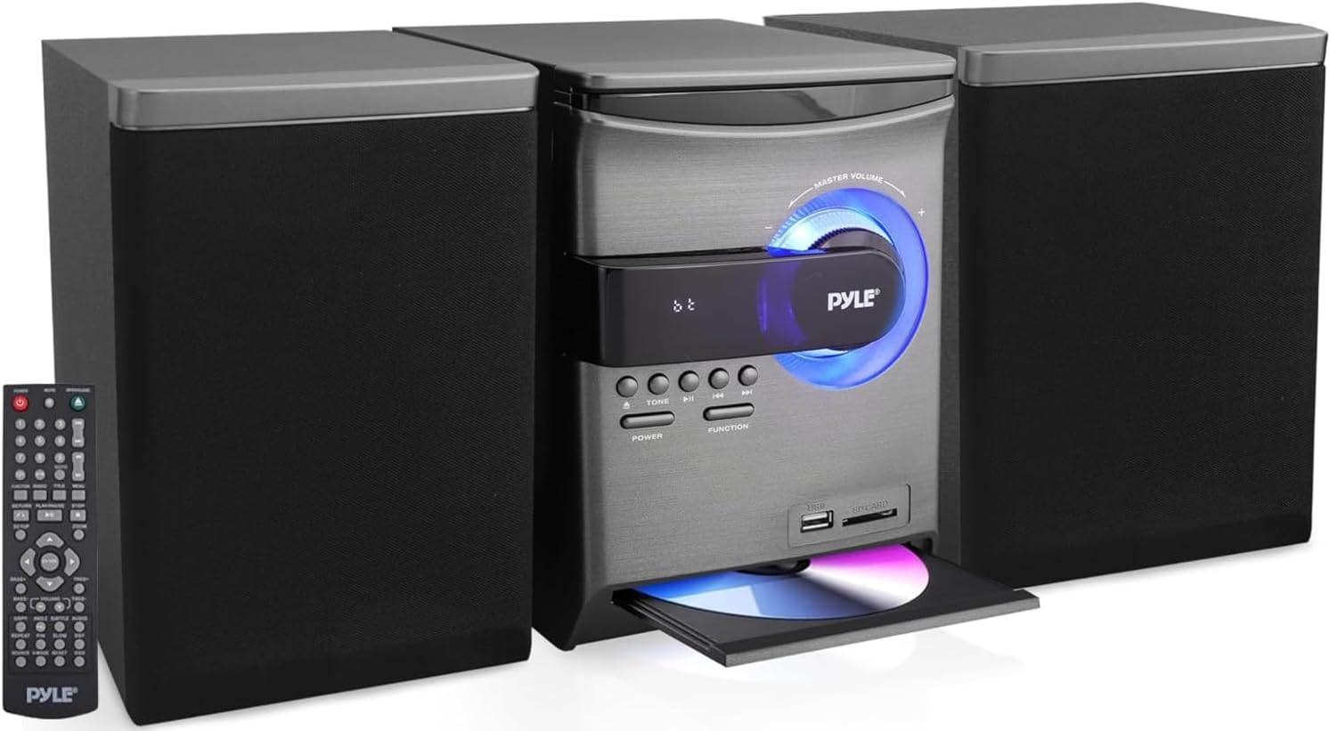 Pyle Home Stereo Shelf System - Powerful Wireless BT Streaming with CD Player, FM Radio, USB & SD Card Playback, 2-Way Music Crisp-Sound, Remote Control, Dual Stereo Speakers (Black), PHSKR24