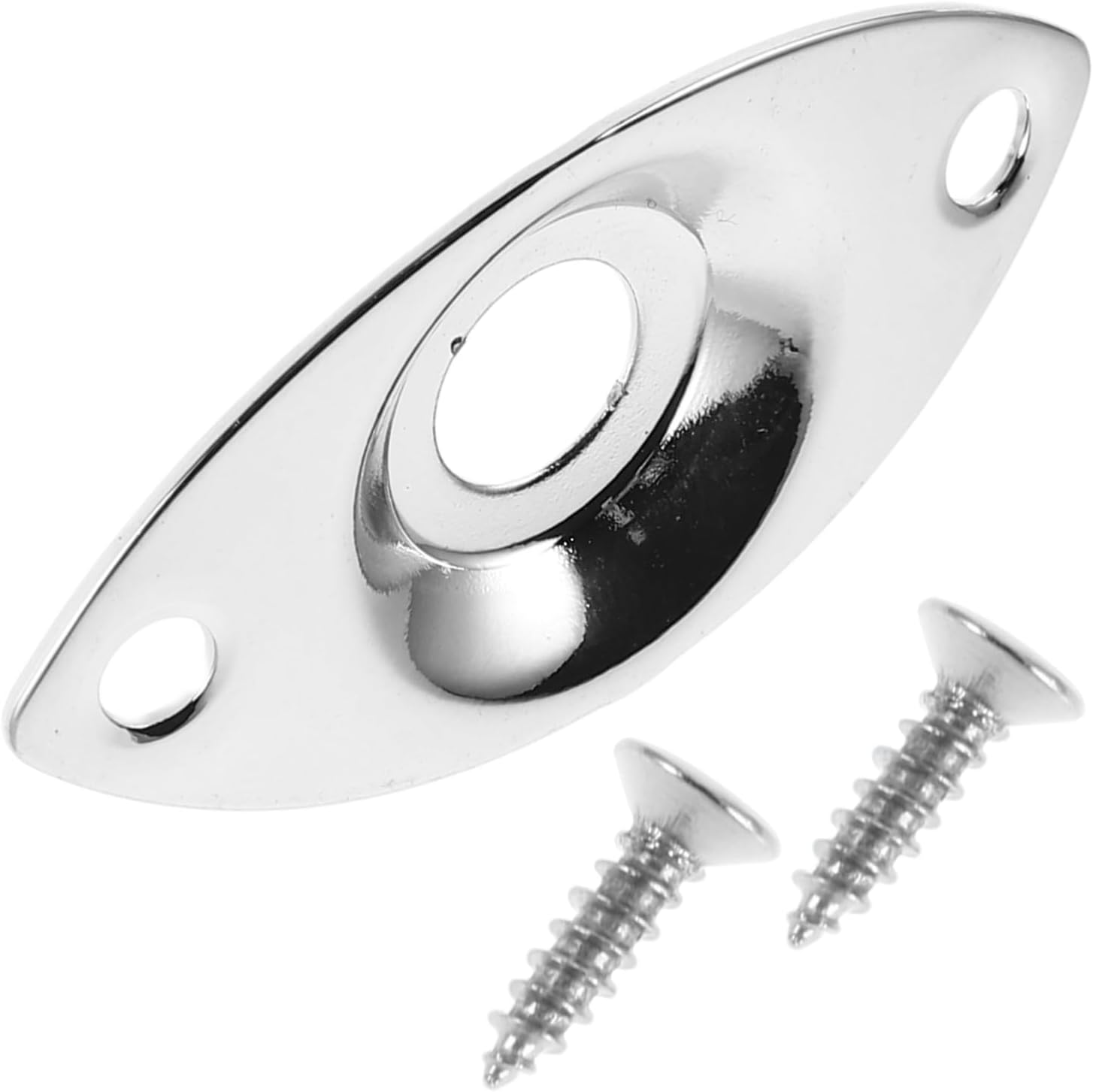 BESPORTBLE 1 Set Sturdy Metal Guitar Jack Plate for Electric Guitar and Bass Easy Installation Unique Design Compatible with Various Models Chrome Finish Durable Replacement Part