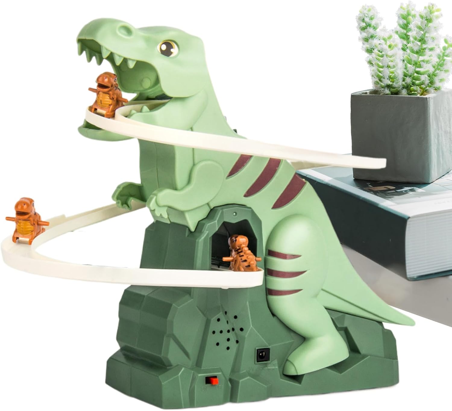 Iouyjiu Dinosaur Slide | Electric Dinosaur Stair Climber Toys With Music - Freestanding Slides For Boys Girls Racing Chasing