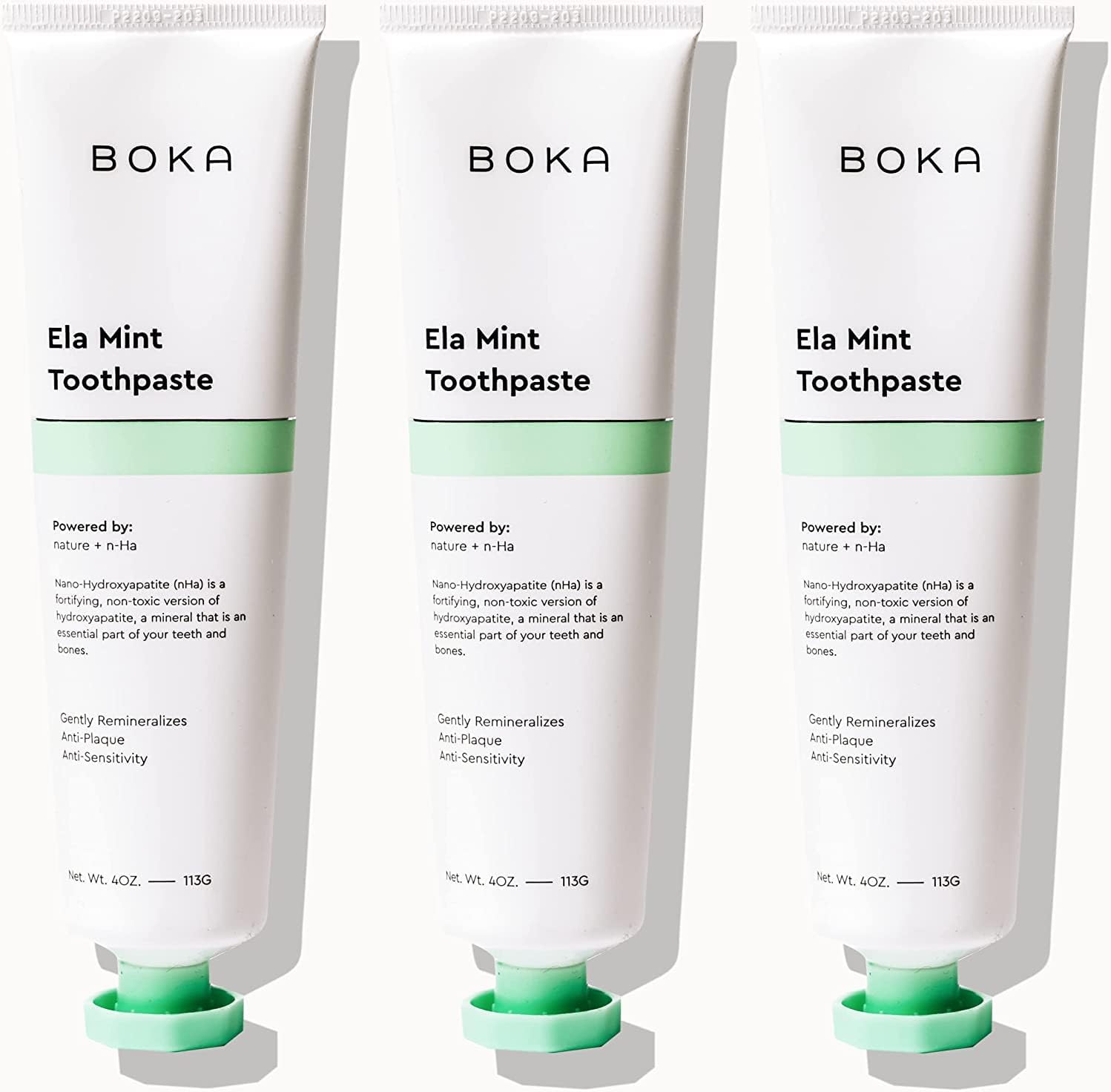 Boka Fluoride Free Toothpaste Nano Hydroxyapatite, Helps Remineralize, Appropriate for Sensitive Teeth, Whitening - for Adult, Kids Oral Care - Ela Mint Flavor, 4 Fl Oz 3Pk - US Manufactured
