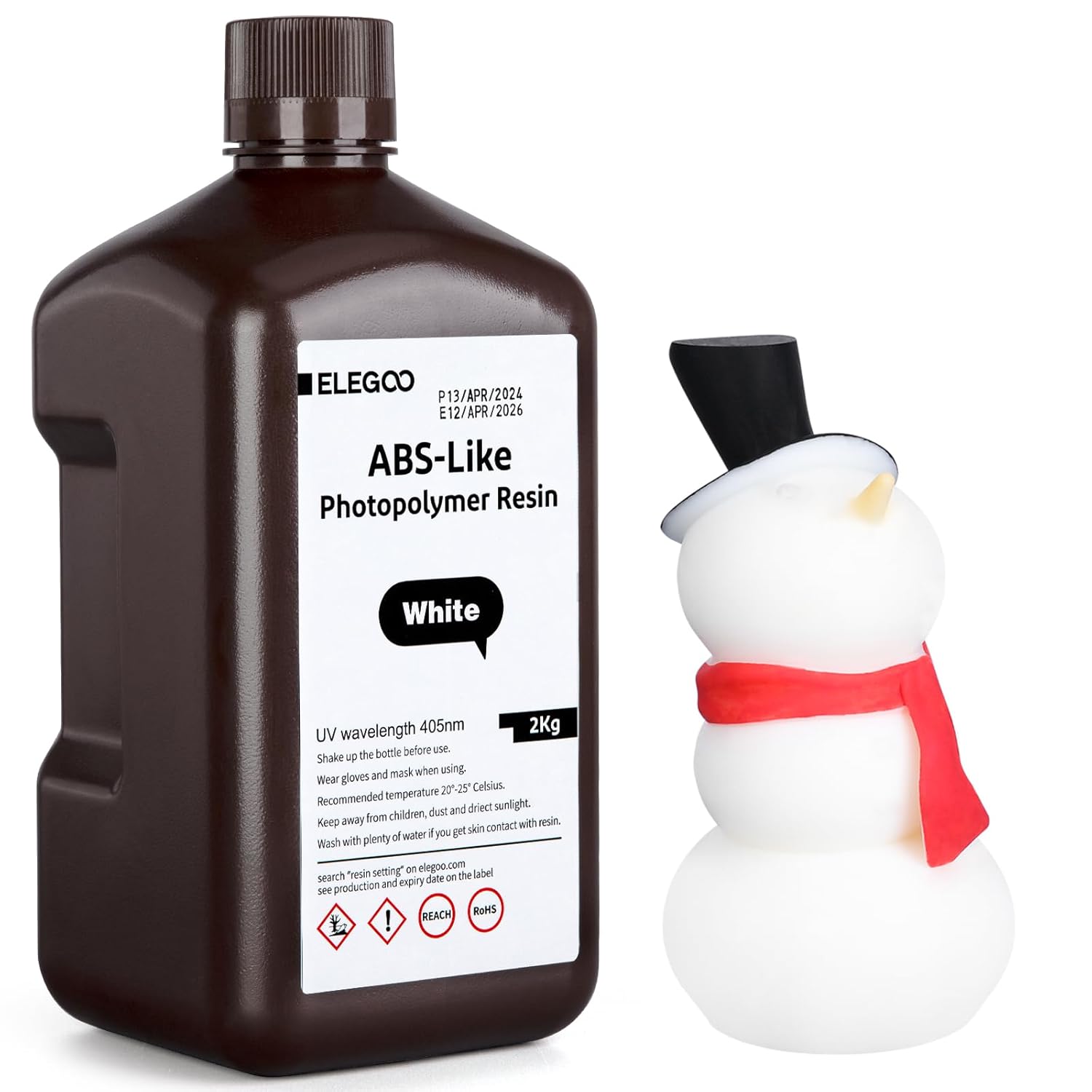 ELEGOO LCD UV 405nm ABS-Like 3D Resin for LCD 3D Printer Photopolymer Resin for LCD/DLP/MSLA 3D Printing - White 2KG