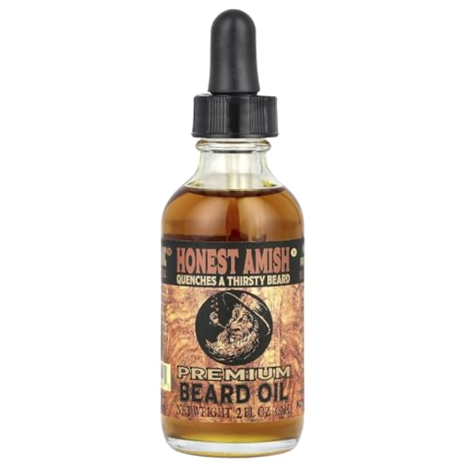 Honest Amish Premium Beard Oil for Men, Organic Argan and Jojoba Oil, 2 oz