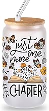 Book Lovers Gifts,Gifts for Book Lovers,Gifts for Readers,Gifts for Book Lovers Women,Birthday Gifts For Woman, Friends-Just One More Chapter Glass Cup Book Gifts