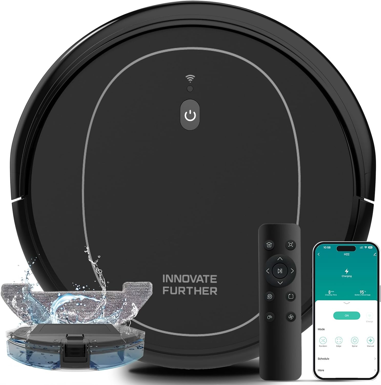 Robot Vacuum and Mop 4000Pa Strong Suction Vacuum Robot Cleaner, 120 Min Runtime & Auto Recharge, WiFi/App/Remote/Alexa Control, 3-in-1 Ultra-Slim Robotic Vacuums for Home Hard Floor, Carpet, Pet Hair