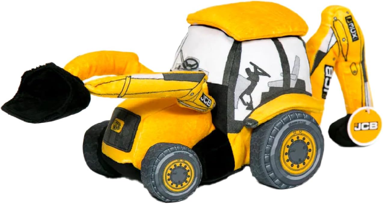 Officially Licensed JCB Backhoe Soft Toy - Cute Plush Toy for Kids and Collectors - Iconic Construction Vehicle
