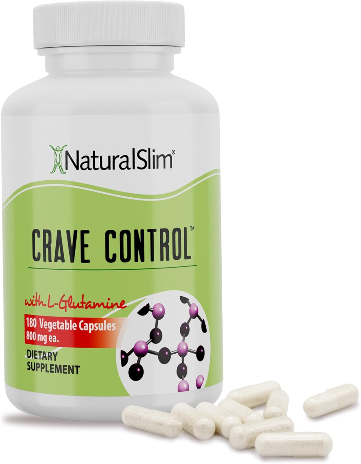 NaturalSlim Natural Appetite Suppressant - Craving Blocker Sugar & Refined Carbs Crave Control - Energy & Metabolism Booster with L Glutamine & Thiamine B1 Supplement - 180 Vegetable Capsules