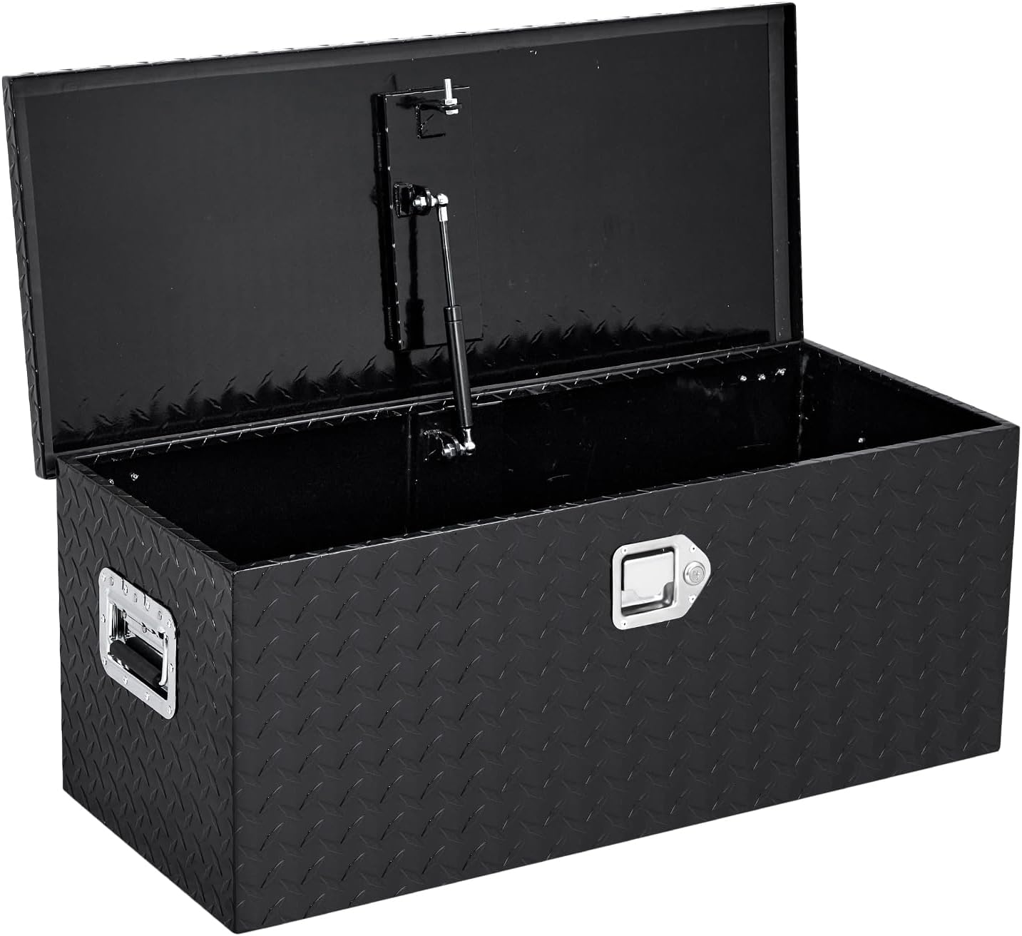36'' Truck Bed Tool Box, Heavy Duty Aluminum Diamond Plate ToolBox for Pick Up Truck RV Trailer, Trailer Toolbox Storage with Side Handle, Lock and Keys, Black