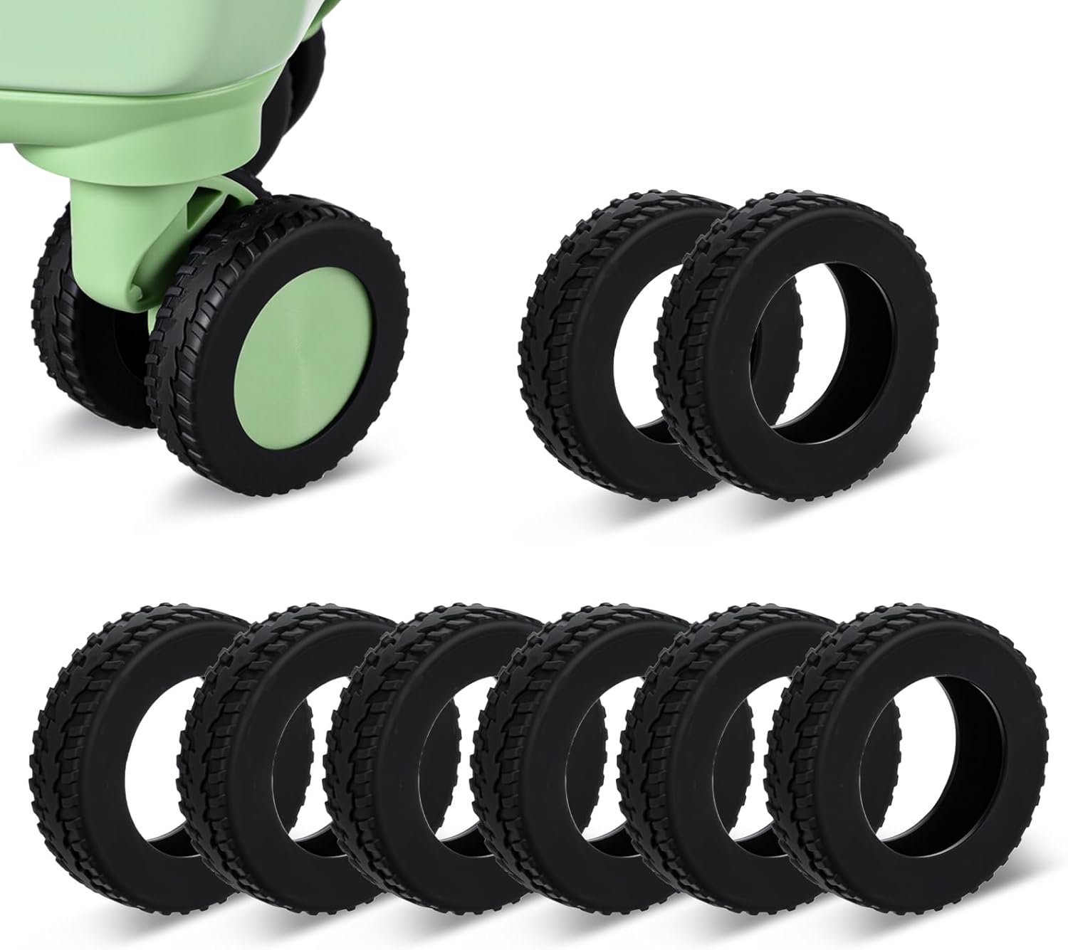 Sibba Luggage Wheel Covers 8 PCS Silicone Suitcase Wheel Protectors Noise Reduction Anti-Scratch Protection for 2-2.4 inch Wheels Black Anti Dust Covers Universal Fit for Carry On Travel Suitcase