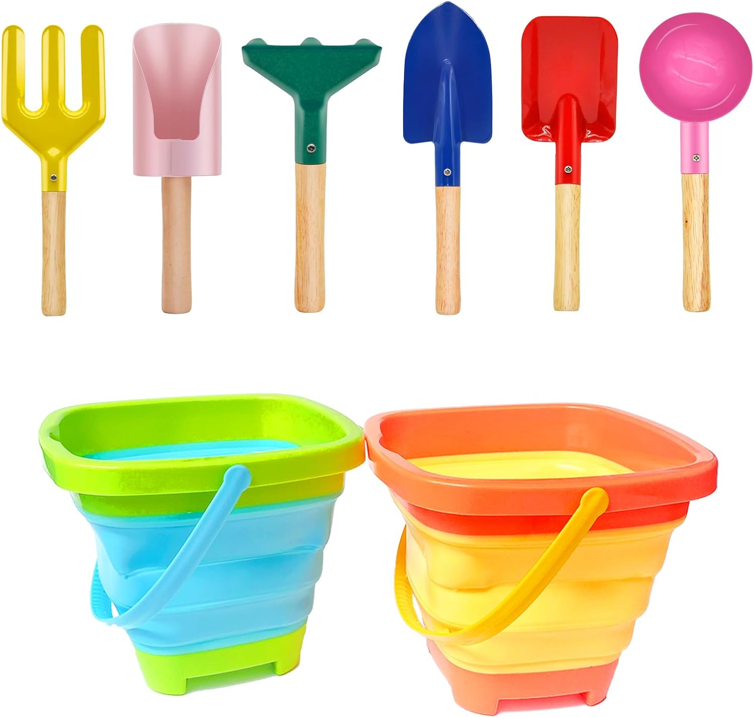 Foldable Beach Toys Set for Kids -Sand Bucket & Shovel Kit, Portable Sandpit Toys for Toddlers, Pool & Garden Play
