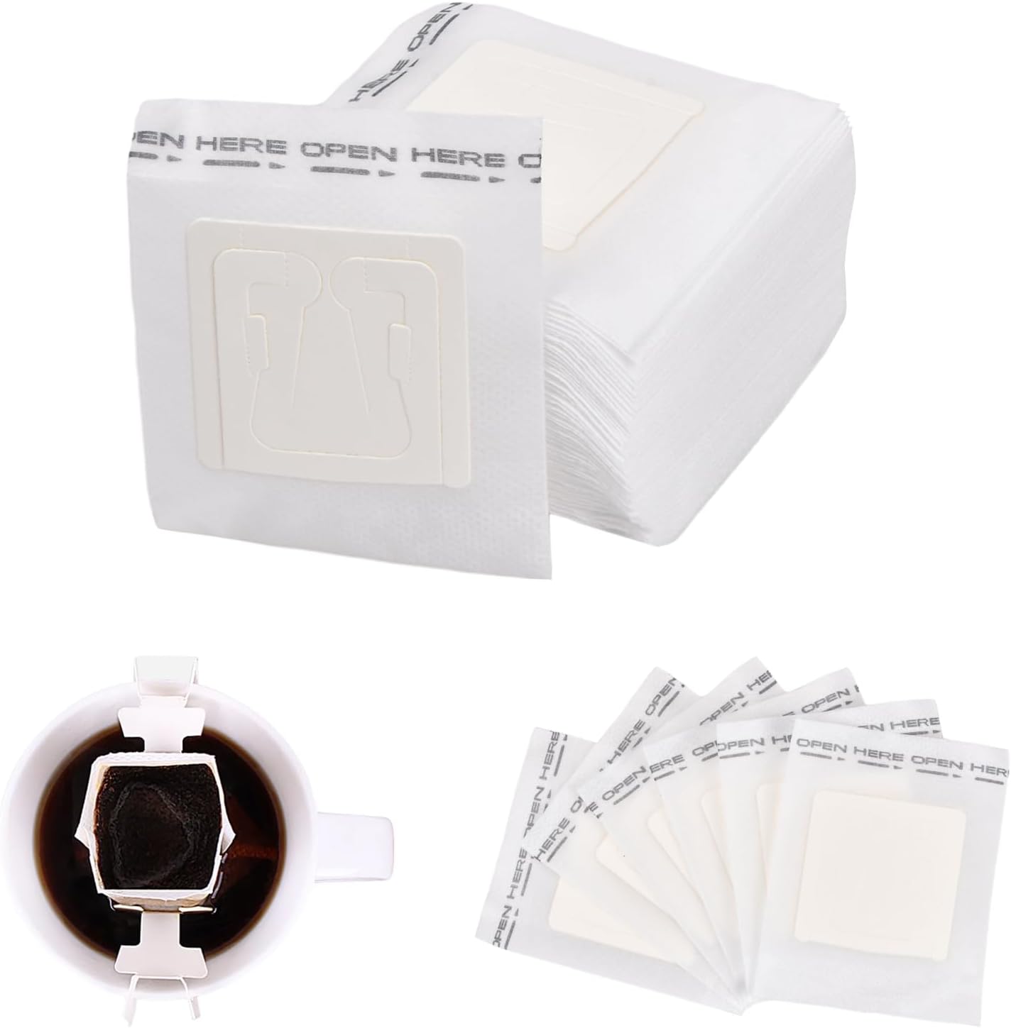 100Pcs Portable Coffee Filter Papers - Single Serve Disposable Drip Coffee Filter Bags for Home, Office, Camping
