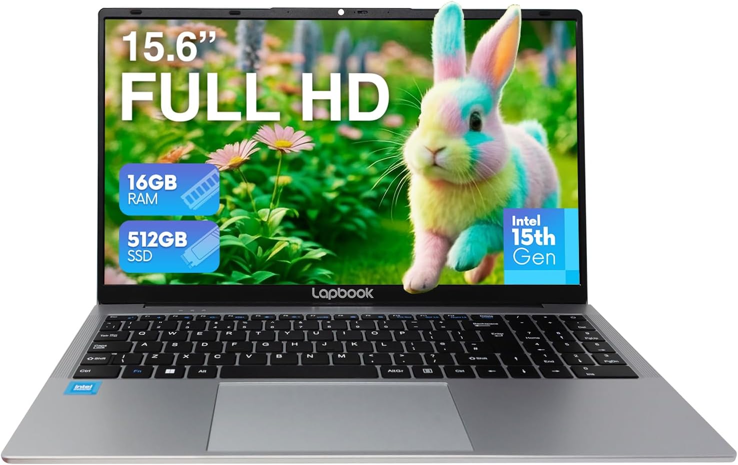 15.6" Full HD Laptop - Intel 15th Gen, 16GB RAM 512GB M.2 SSD, Windows 11 Home, Dual-Band WiFi, Integrated Webcam - S15 N6 Quad-Core, 15 Inch Lightweight Laptop