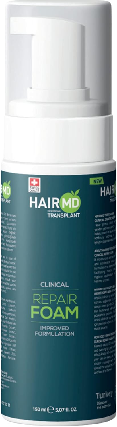 HairMD Hair Growth & Repair Foam - 150ml Unisex Hair Growth Foam - Nourishes and Moisturises Post-Transplant Skin - Gently Repairs and Cleanses Scalp - Ideal for Sensitive Skin