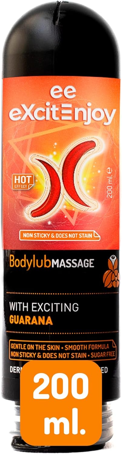 Excite Intimate Lubricant and Heat-Effect Massage Gel 2 in 1 with Guarana, Vegan and Dermatologically Tested, 200ml