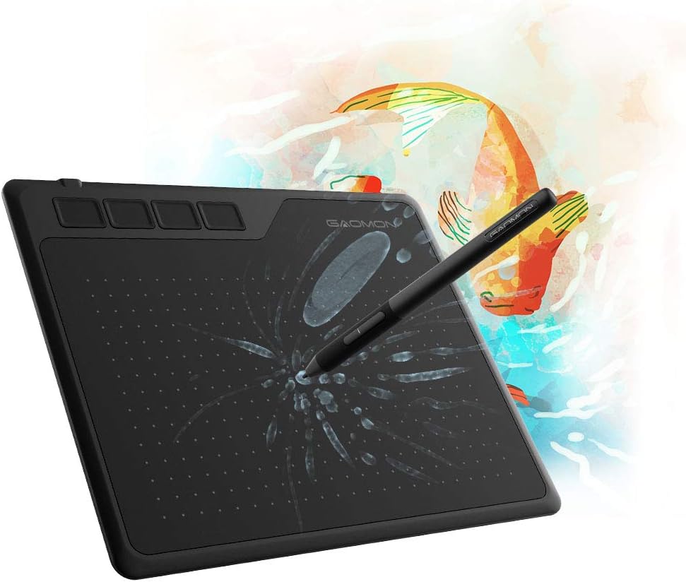 GAOMON S620 Drawing Tablet 6.5 x 4 Inch Graphics Tablet with 8192 Passive Pen 4 Customizable ExpressKeys for Digital Art, Painting, OSU Playing, Compatible with Windows PC, Mac