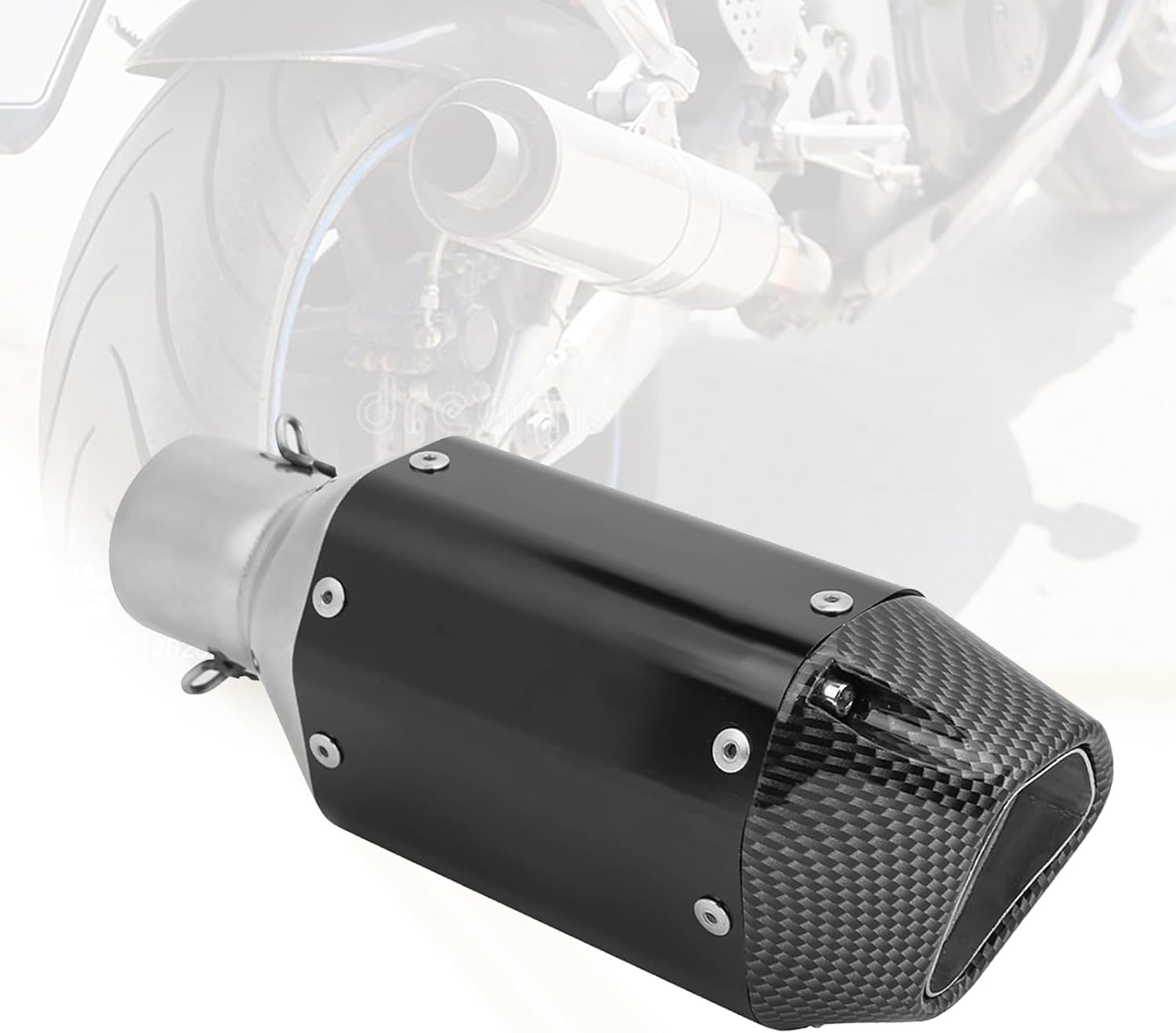 Exhaust Pipe Silencer, 38-51mm Motorcycle Silencer Exhaust Muffler, 1.5-2" Inlet with Removable DB Killer, Oblique Exhaust Pipe, Carbon Fiber Exhaust Muffler for Scooter ATV Motorcycle