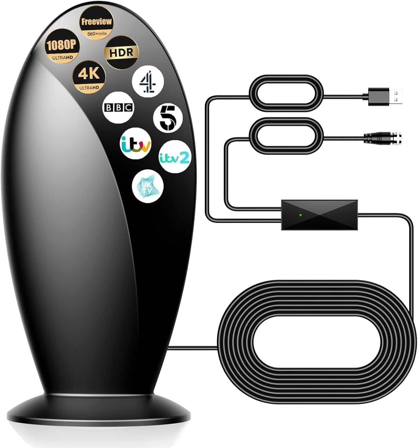 Indoor TV Aerial,560+ Miles Range Digital TV ariels indoor for Smart TV and Older TVs,Support 4K 8K 1080P HD Local Channels with 18FT HD Cable & Signal Booster