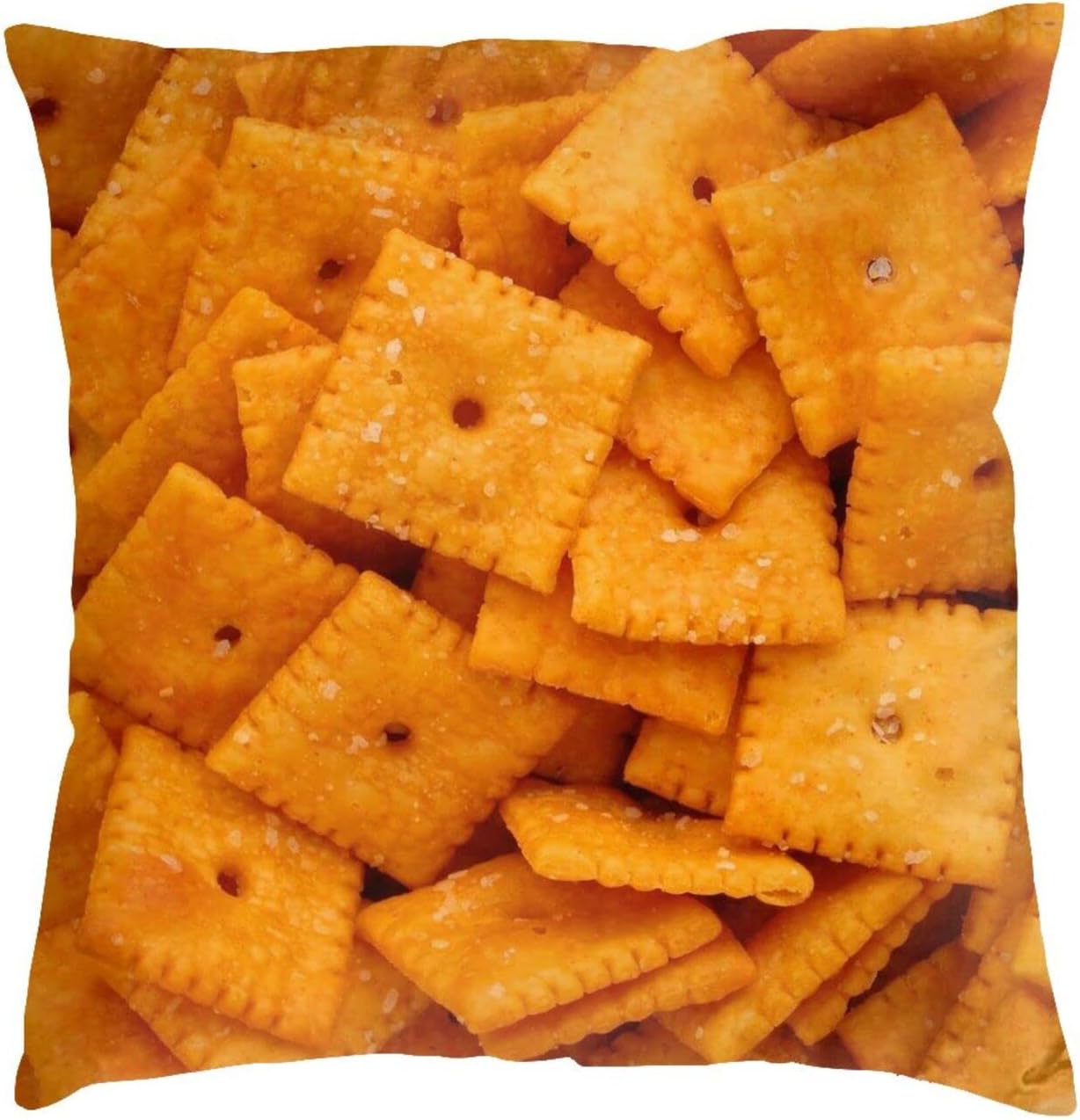 3D Funny Realistic Food Cheese Cracker Decorative Throw Pillow Cover Soft Velvet Throw Pillowcases Home Decor Living Room Cushion Case for Bed Couch Car 18"X18" Creative Gift