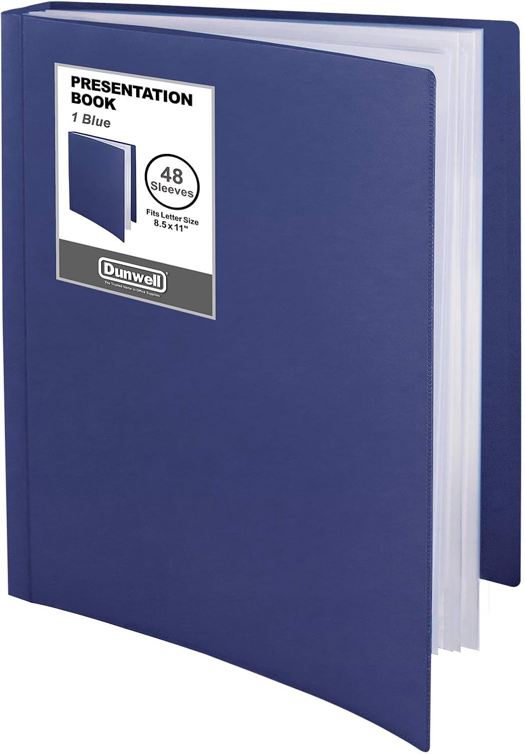 Dunwell Binder with Plastic Sleeves 48-Pocket (Blue) - Presentation Book, 8.5 x 11 Portfolio Folder with Clear Sheet Protectors, Displays 96-Page Documents, Certificates, Important Papers