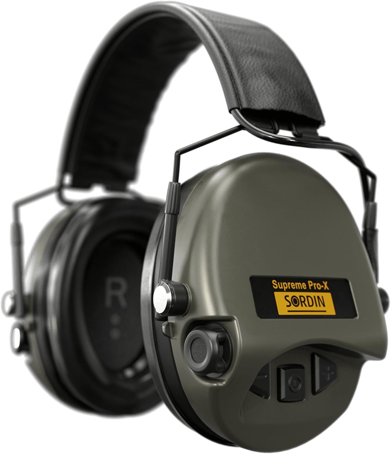 Sordin Pro-X Slim SFA Ear Muffs - 74502-04-S - Active Ear Defenders w/ 31 dB SNR Attenuation Ring - Foam Pads - Olive