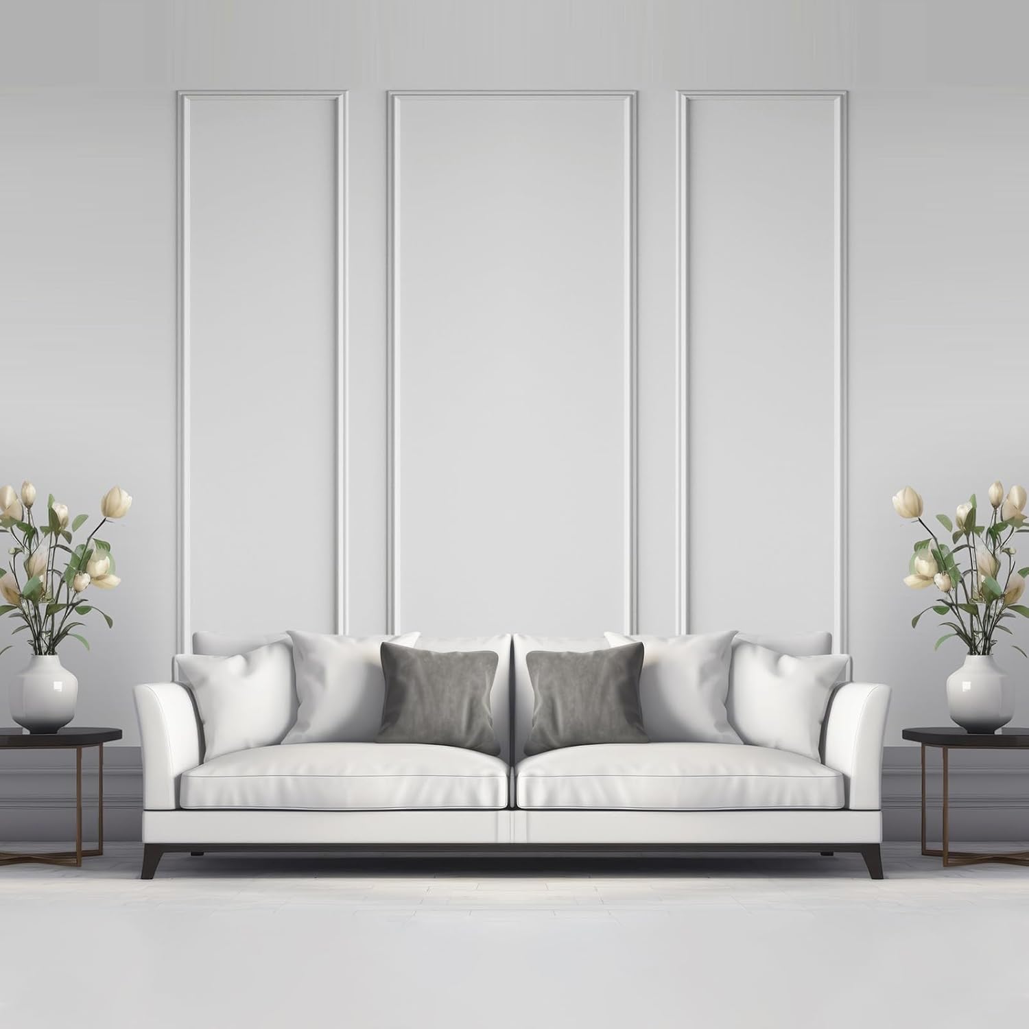 Pangda Peel and Stick Wall Molding Kit, 3D Premade Accent Molding Wainscoting Panel for Interior Wall Moulding Decor, Ready to Assemble Wainscoting Accent Panel(3 Set,24x96 in+48x96 in+ 24x96 in)